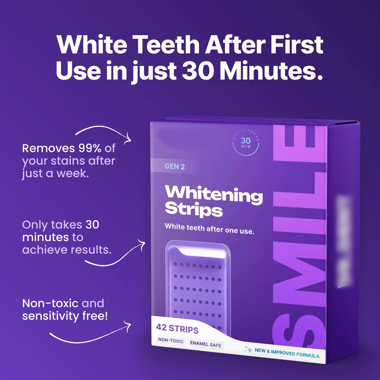 🏆Flash Sale-Purple Whitening Strips🦷Non Sensitive Teeth Whitening , Peroxide-Free-ABB8