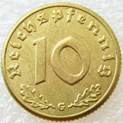 🪙Sidste 8 sæt!!🎁Hitlers Nazimønter - 10-Reichpfenning 1936-1939-ABB8