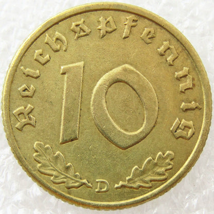 🪙Sidste 8 sæt!!🎁Hitlers Nazimønter - 10-Reichpfenning 1936-1939-ABB8
