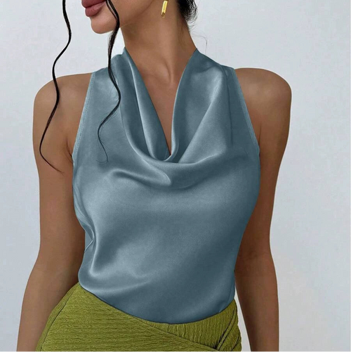 ✨ Top de satén sensual❤️-espalda descubierta, elegancia femenina sin mangas🎁-ABB8