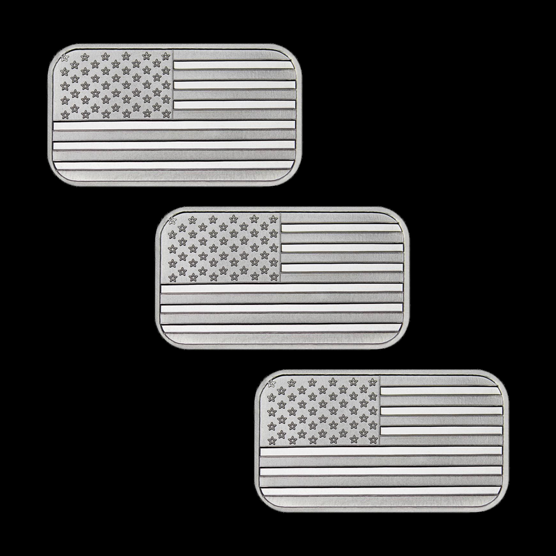1 Ounce (1 oz) Silvertowne Mint .999 Silver American Flag Bar-ABB8