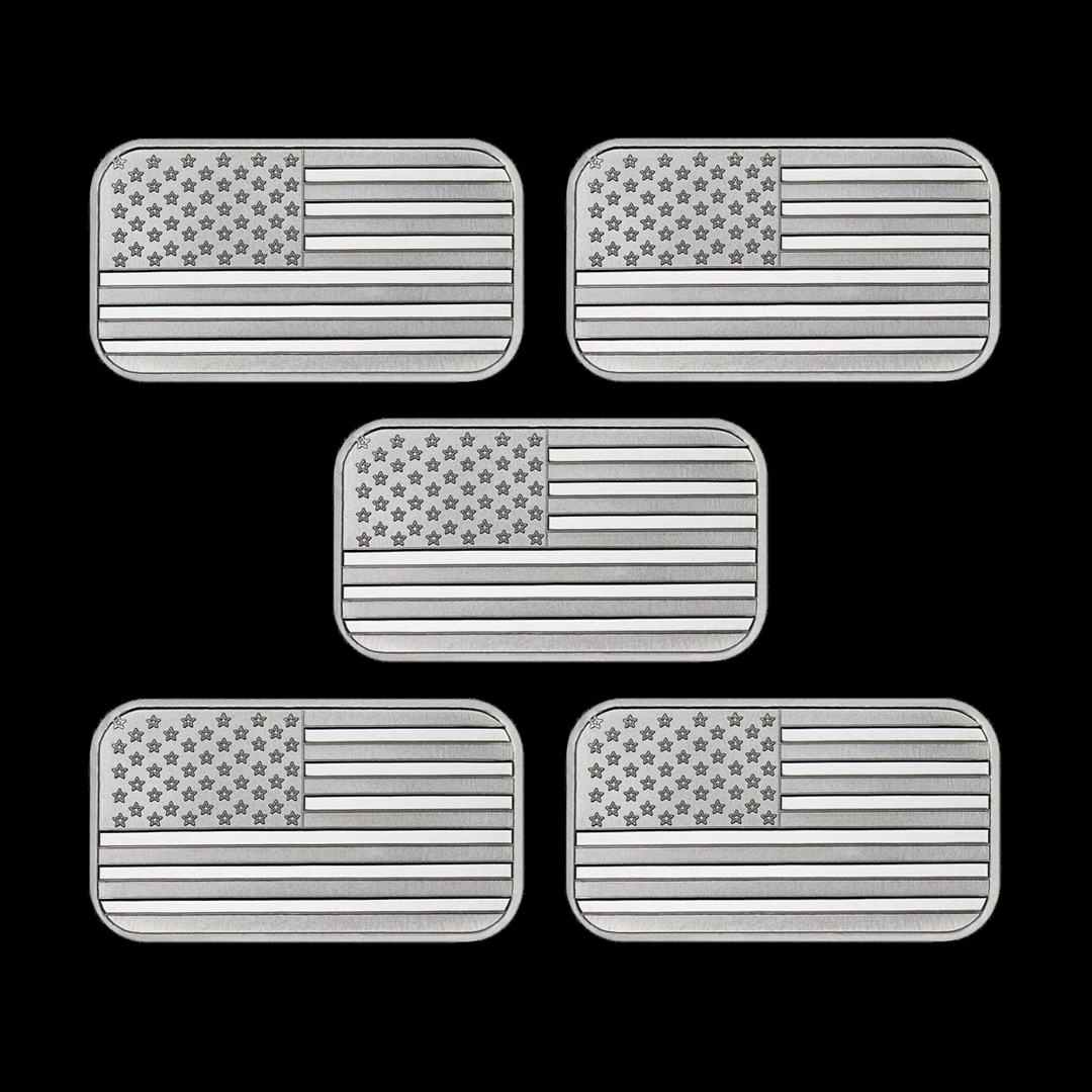 1 Ounce (1 oz) Silvertowne Mint .999 Silver American Flag Bar-ABB8