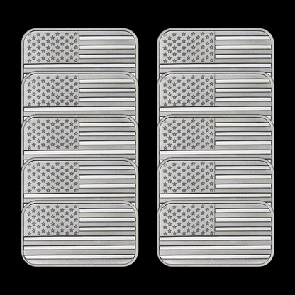 1 Ounce (1 oz) Silvertowne Mint .999 Silver American Flag Bar-ABB8