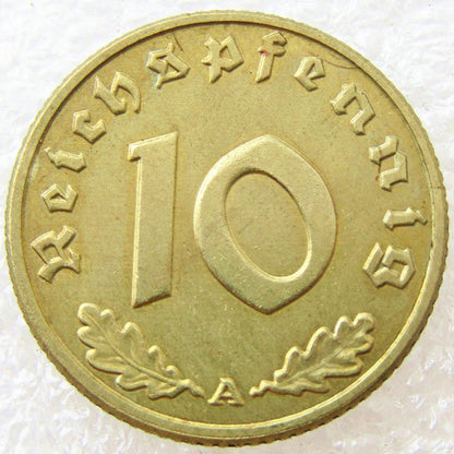 🪙Sidste 8 sæt!!🎁Hitlers Nazimønter - 10-Reichpfenning 1936-1939-ABB8
