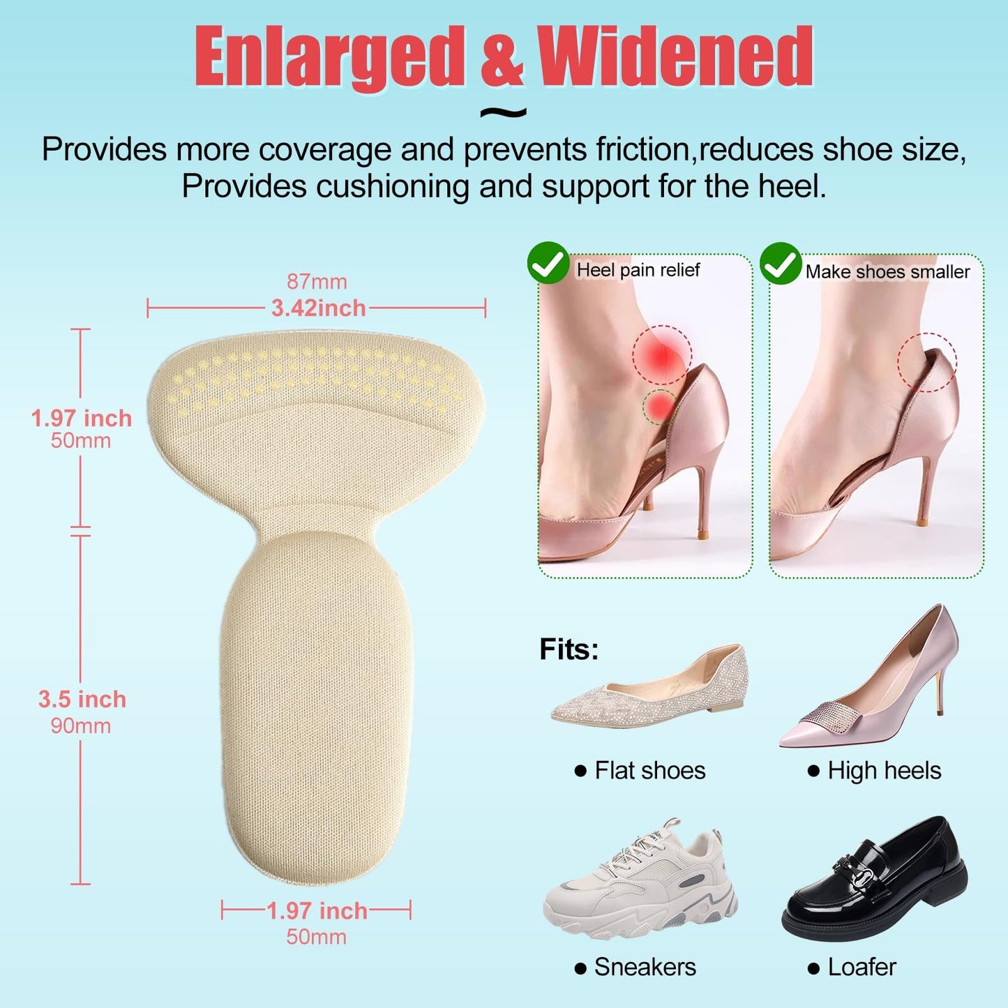Anti-slip Heel Liners Soft Cushion Heel Protector Pads for Women Men Shoes - A926