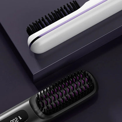 ⚡50K+ SOLD!💁‍♀️Wireless Ceramic Heating Hair Straightening Hairbrush-H1