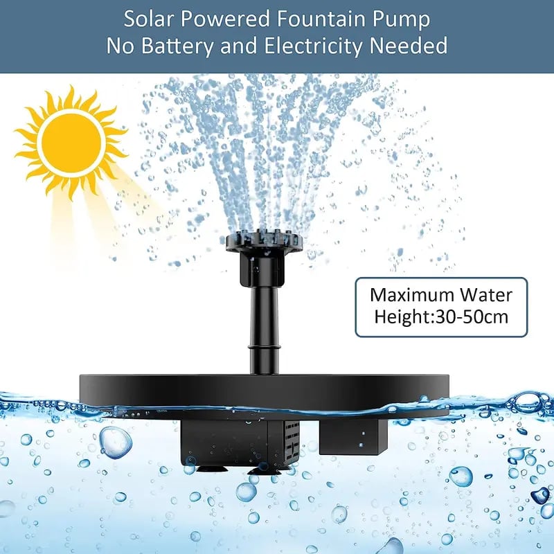 🌞 AISITIN Solar Bird Bath Fountain with 6 Nozzles | Solar Fountain Pump for Bird Bath with Brackets-GD