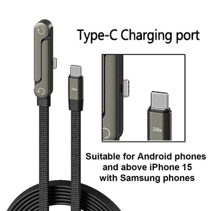 ⚡Official Authorized | MFi-Certified Cables🔥 2-in-1 Invisible Holder Charger Cable - 240W Fast Charging Cord with Built-In Phone Stand-XA