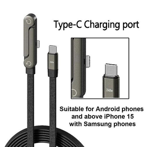 ⚡Official Authorized | MFi-Certified Cables🔥 2-in-1 Invisible Holder Charger Cable - 240W Fast Charging Cord with Built-In Phone Stand-XA