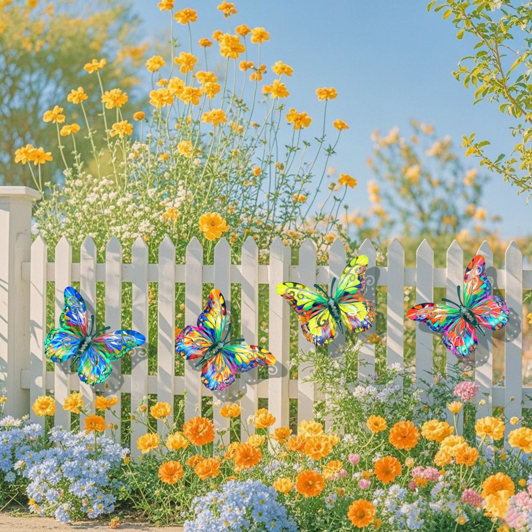 🦋A complete set! 4Pcs Butterfly Metal Wall Decor-923