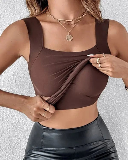 🔥💐Women's U Neck Thermal Tank Tops with Built-In Bra-H1