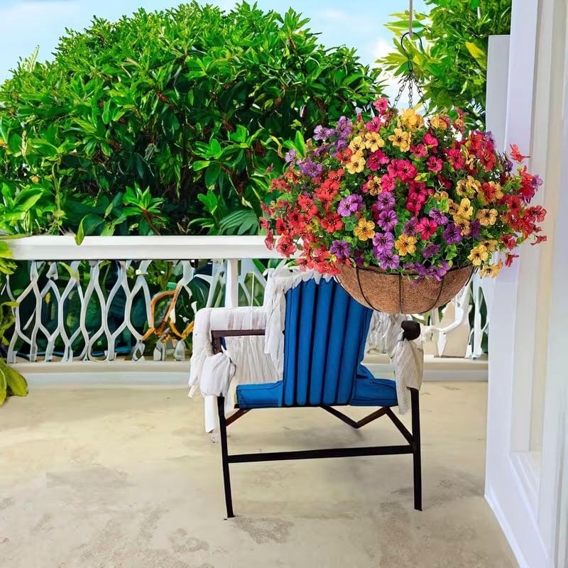 Last Day Promotion! 🔥 Simulated Hanging Flower Basket🌸 No Watering, No Wilting💧—Just a Picture Perfect Home Every Single Day-923