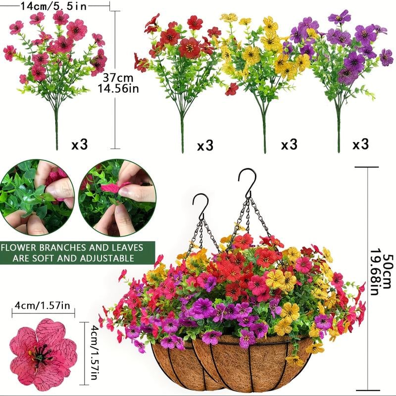 Last Day Promotion! 🔥 Simulated Hanging Flower Basket🌸 No Watering, No Wilting💧—Just a Picture Perfect Home Every Single Day-923