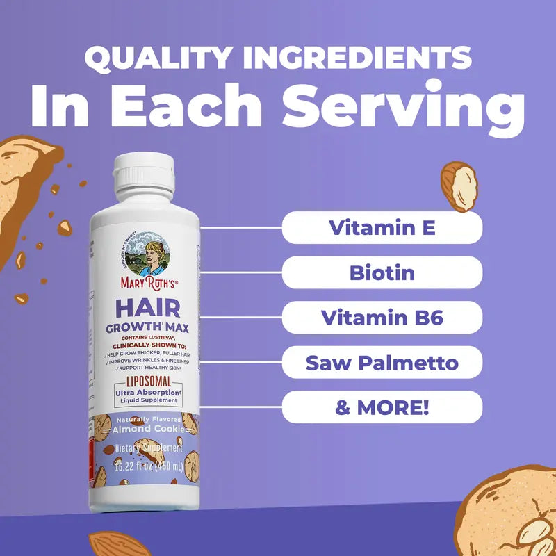 🔥Save Up To 56% Today🔥MaryRuth's Hair Growth Max Liposomal - Lustriva - Thicker Hair - Improve Wrinkles & Fine Lines-TJY