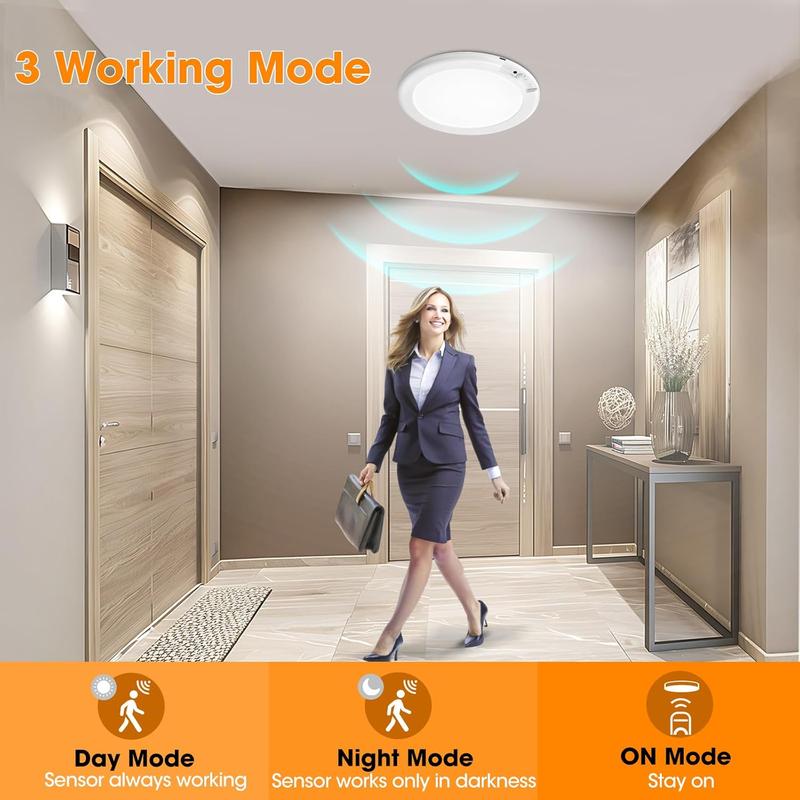 2026 New Rechargeable Motion Sensor Ceiling Light with Remote - Magnetic Wireless Ceiling Light Battery Powered for Closet Shower Stairs Shed Hallway Porch Patio ect-GD