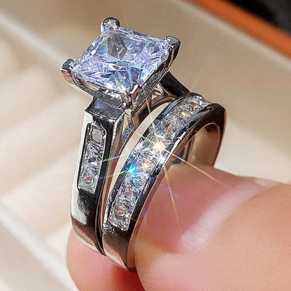 ✨2-Piece Set Fashion Sparkling Cubic Zirconia Rings for Women ✨Valentine's Day Gift, Wedding Anniversary, Party Jewelry-ABB8