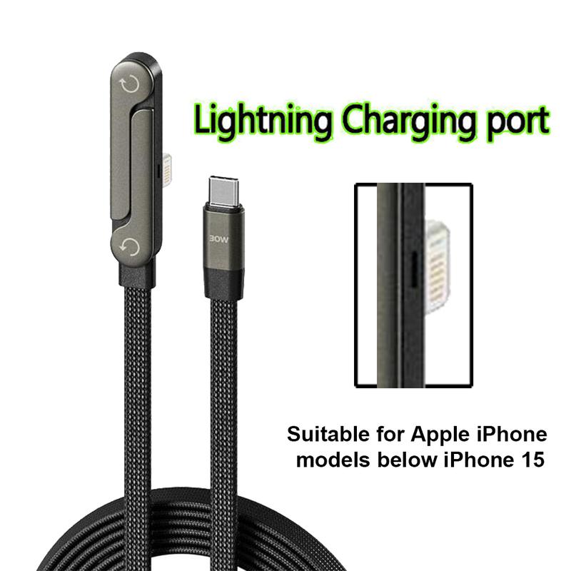 ⚡Official Authorized | MFi-Certified Cables🔥 2-in-1 Invisible Holder Charger Cable - 240W Fast Charging Cord with Built-In Phone Stand-XA