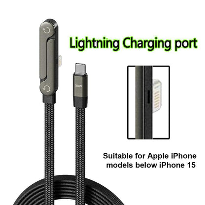⚡Official Authorized | MFi-Certified Cables🔥 2-in-1 Invisible Holder Charger Cable - 240W Fast Charging Cord with Built-In Phone Stand-XA