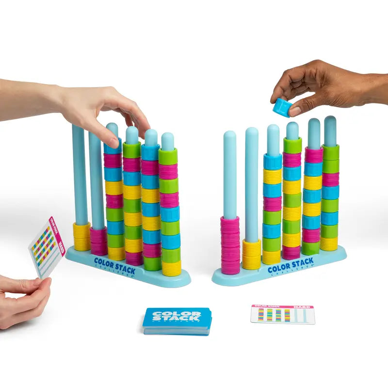 👑Color Stack Challenge by Relatable – Easter Basket Stuffers for Kids, A Fast-Paced Color Matching Puzzle Game for Fun Easter Family Game Night, Includes 2 Stack Racks, 50 Challenge Cards, & 80 Rings-W18