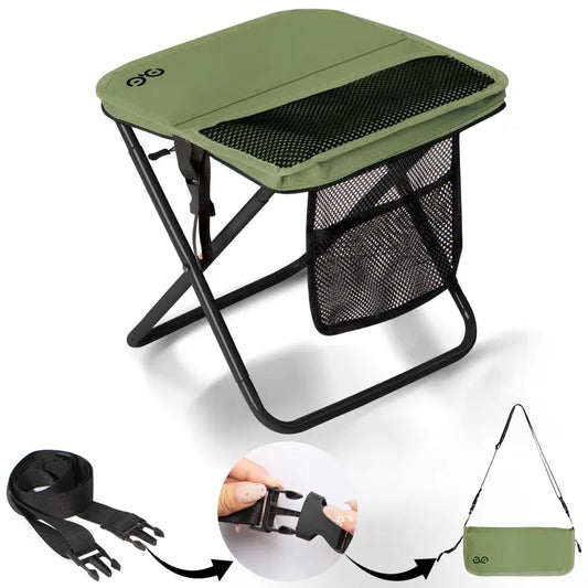 🔥Portable Outdoor Folding Chair with Shoulder, Strap Ultra Light 1.5 lbs, Max Load 400lb, Two Side Pockets Velcro Storage for Camping Hiking Fishing BBQ Parties⛱️-TJY