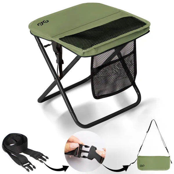🔥Portable Outdoor Folding Chair with Shoulder, Strap Ultra Light 1.5 lbs, Max Load 400lb, Two Side Pockets Velcro Storage for Camping Hiking Fishing BBQ Parties⛱️-TJY