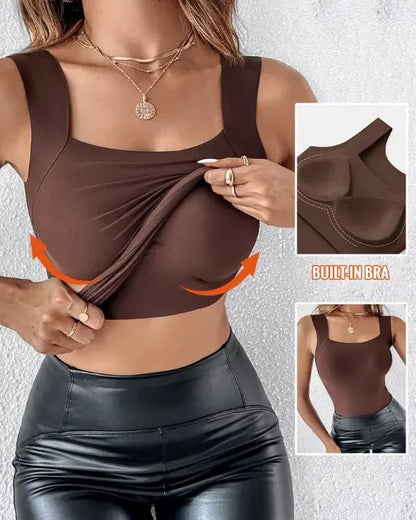 🔥💐Women's U Neck Thermal Tank Tops with Built-In Bra-H1