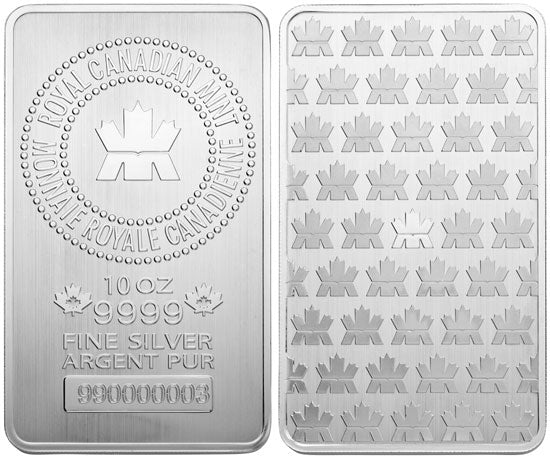 🍁10 OZ SILVER ROYAL CANADIAN MINT BAR-923