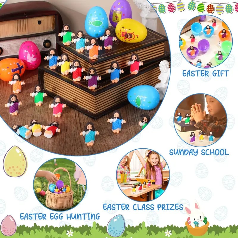 ✝️Christian Easter Surprise Eggs: Pre‑Filled Eggs with Mini Jesus Figures – Share Hope & Faith This Spring🌸-ABB8