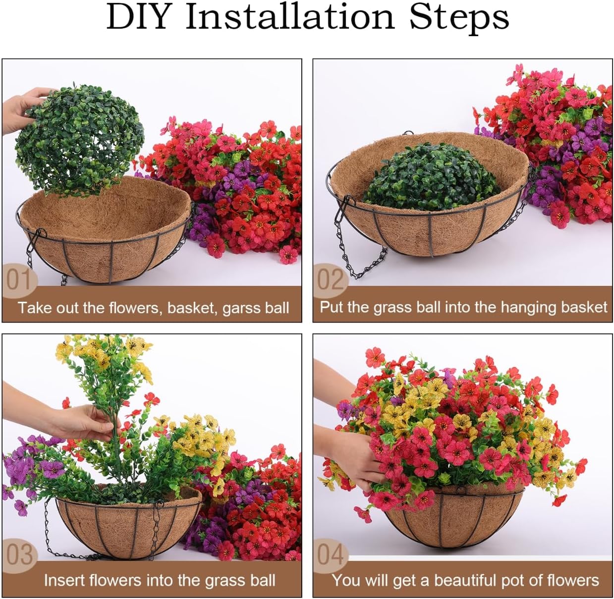 Last Day Promotion! 🔥 Simulated Hanging Flower Basket🌸 No Watering, No Wilting💧—Just a Picture Perfect Home Every Single Day-923