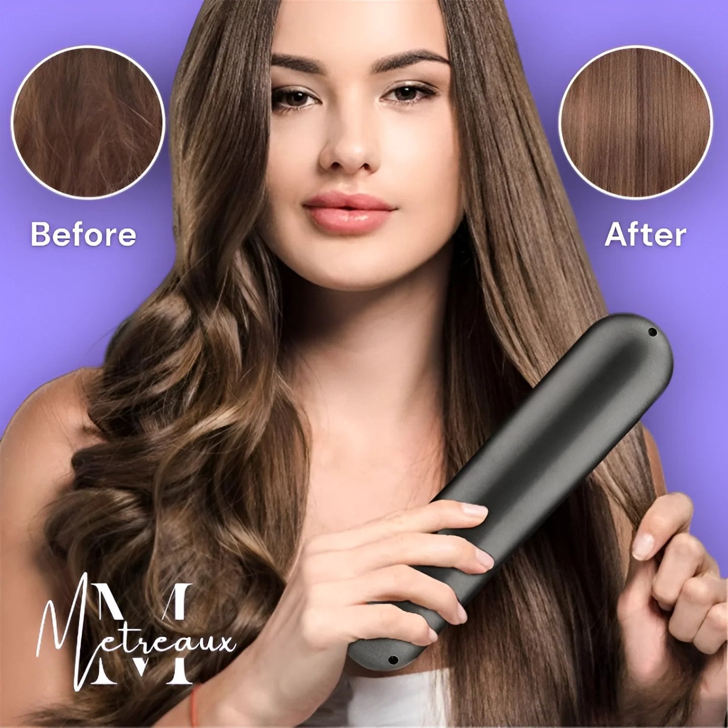 ⚡50K+ SOLD!💁‍♀️Wireless Ceramic Heating Hair Straightening Hairbrush-H1