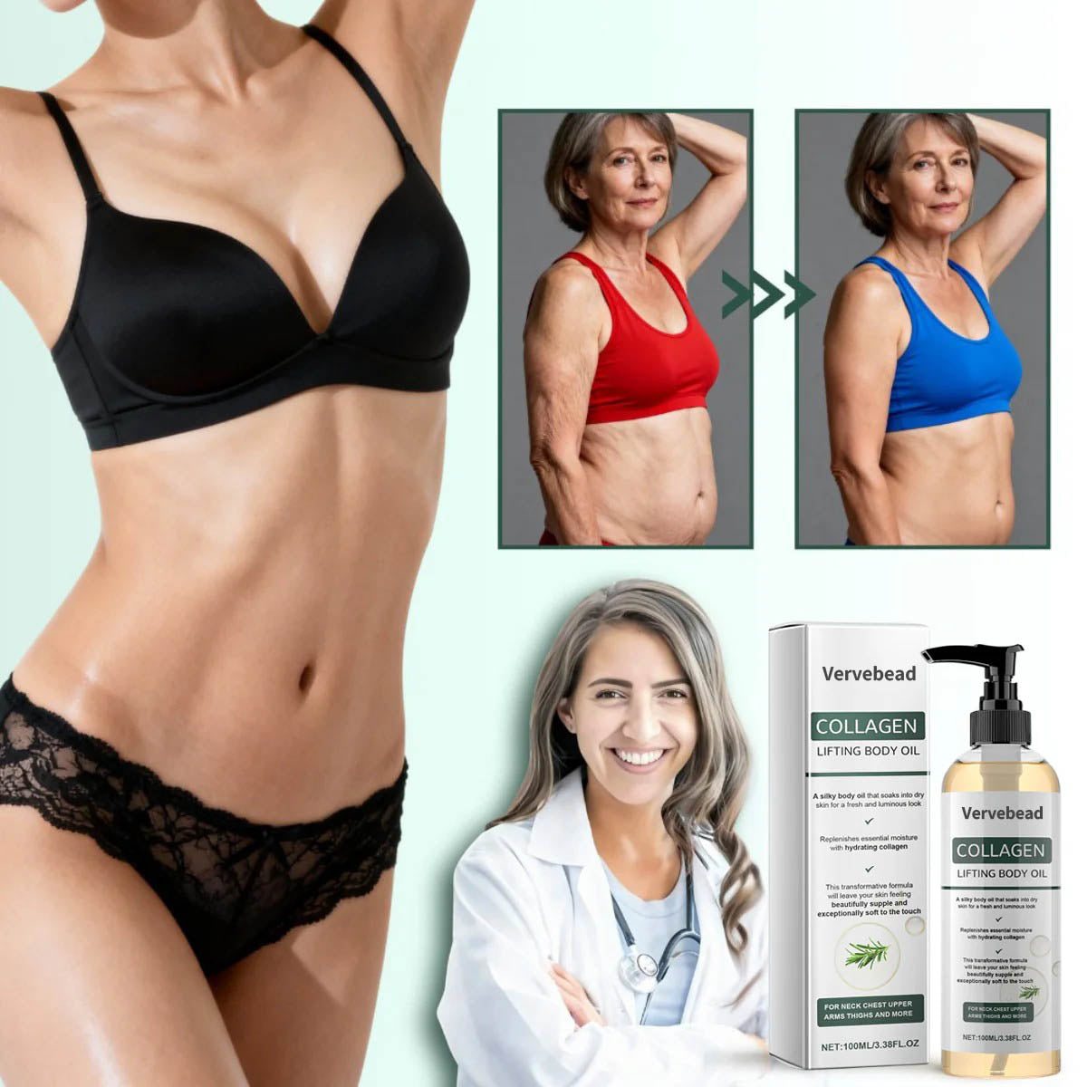 Vervebead™ Collagen Oil | Tightens and lifts sagging skin by 98% within 24 hours - A926
