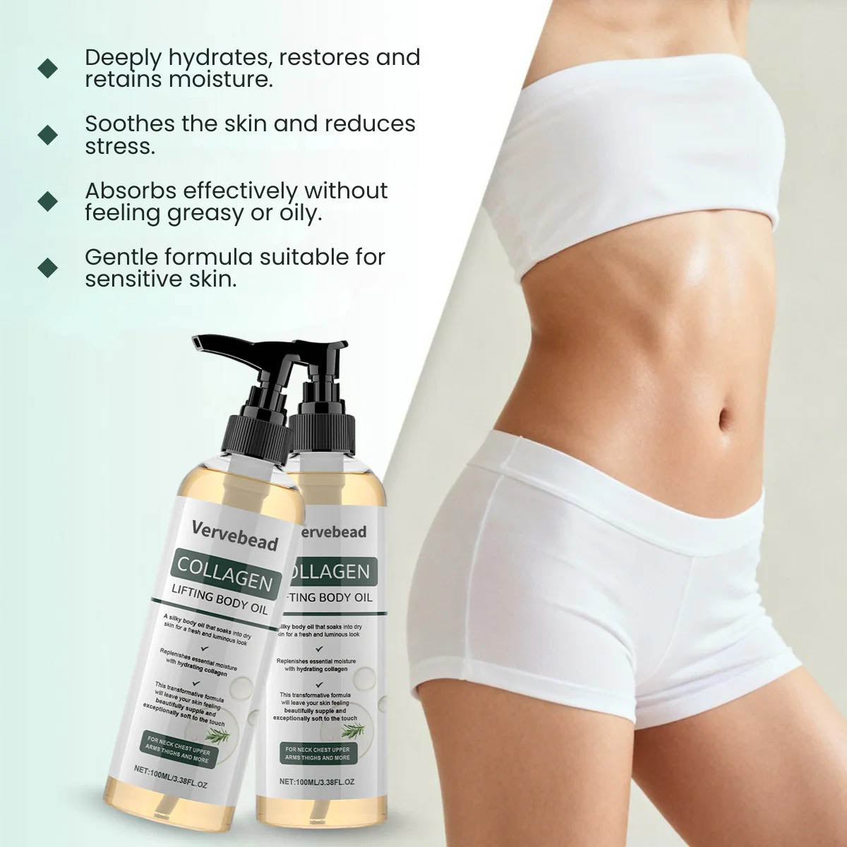 Vervebead™ Collagen Oil | Tightens and lifts sagging skin by 98% within 24 hours - A926