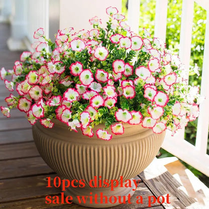 🌟🌈 Artificial Potted Plant🌹6pcs Faux Morning Glory Flower with UV Protective Function🔥-TJY