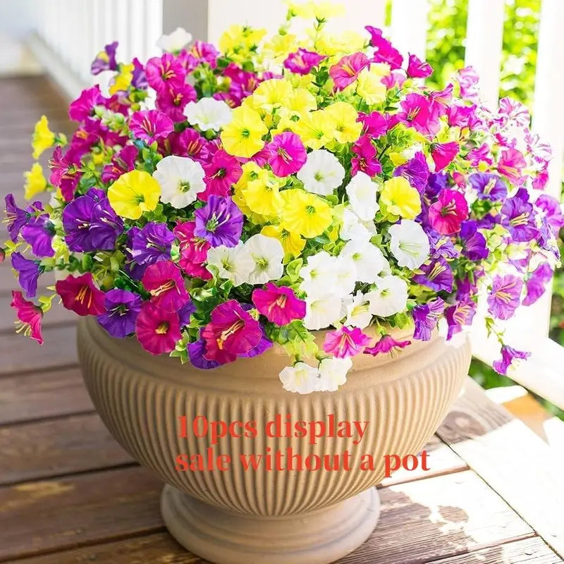 🌟🌈 Artificial Potted Plant🌹6pcs Faux Morning Glory Flower with UV Protective Function🔥-TJY