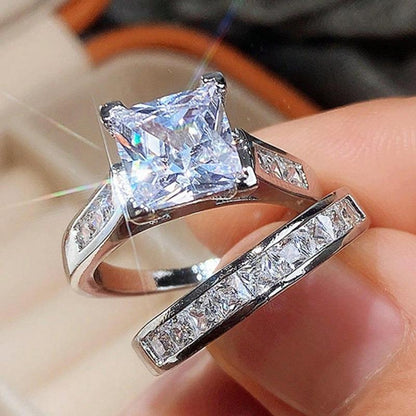✨2-Piece Set Fashion Sparkling Cubic Zirconia Rings for Women ✨Valentine's Day Gift, Wedding Anniversary, Party Jewelry-ABB8