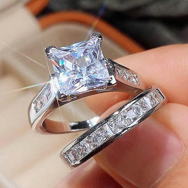 ✨2-Piece Set Fashion Sparkling Cubic Zirconia Rings for Women ✨Valentine's Day Gift, Wedding Anniversary, Party Jewelry-ABB8