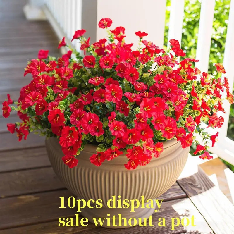 🌟🌈 Artificial Potted Plant🌹6pcs Faux Morning Glory Flower with UV Protective Function🔥-TJY