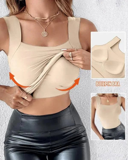 🔥💐Women's U Neck Thermal Tank Tops with Built-In Bra-H1