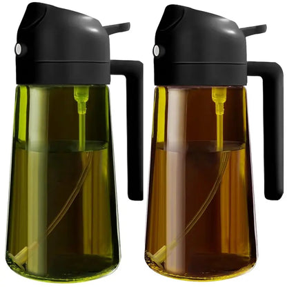 🔥Save Up To 56% Today🔥2 Count 2 in 1 Oil Sprayer for Cooking 16oz/470ml Light-Blocking Dark , Olive Oil Dispenser Bottle for Kitchen-TJY