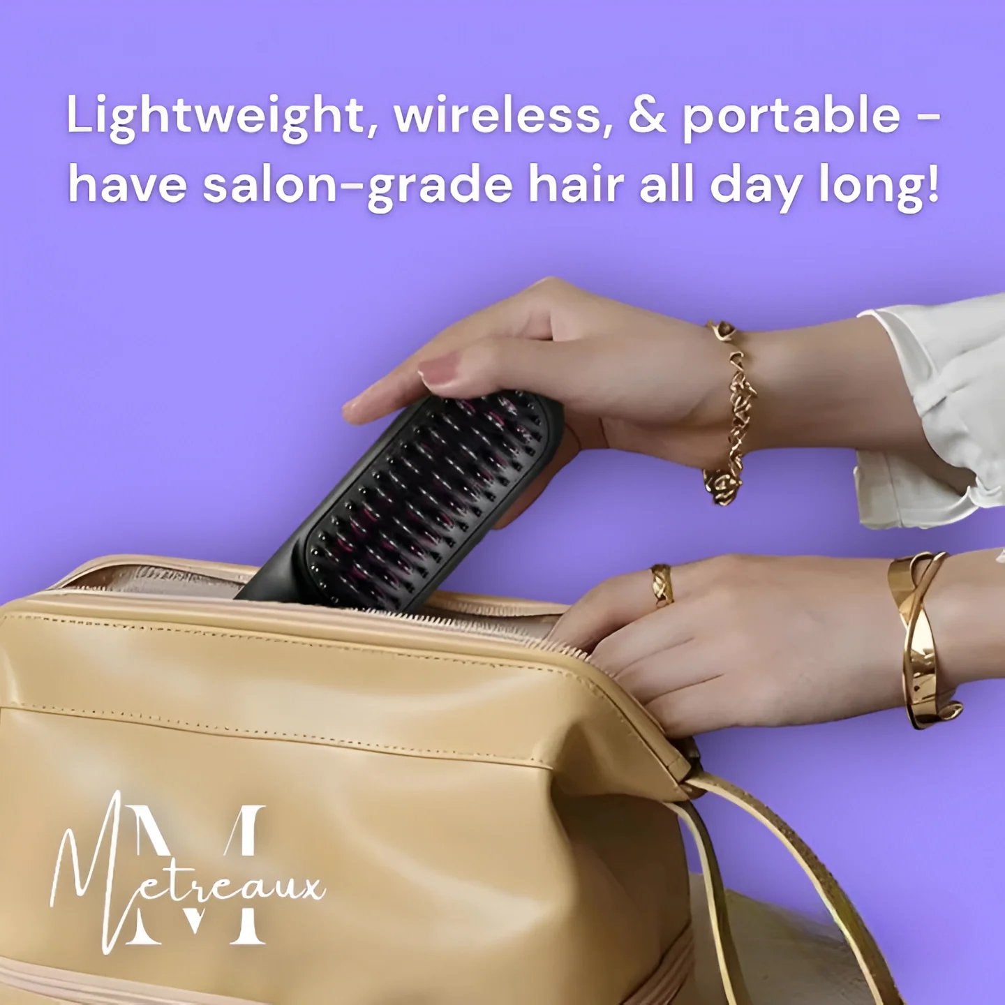 ⚡50K+ SOLD!💁‍♀️Wireless Ceramic Heating Hair Straightening Hairbrush-H1