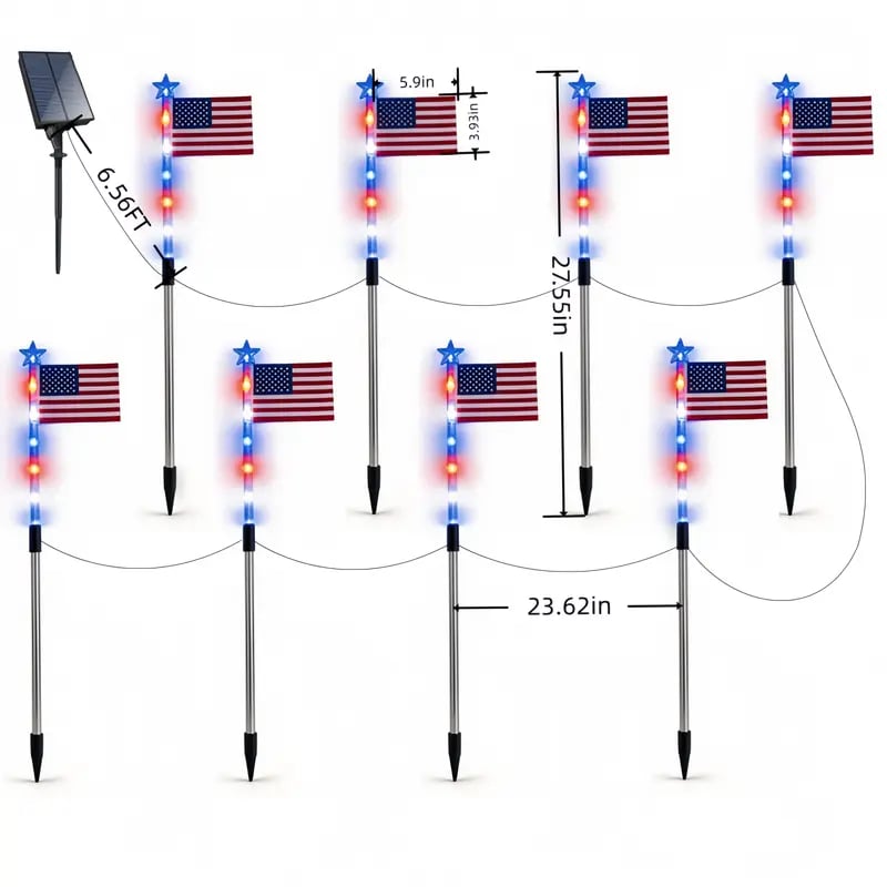 Ideal for Independence Day Pathways, Gardens, and Yard Decor-H1