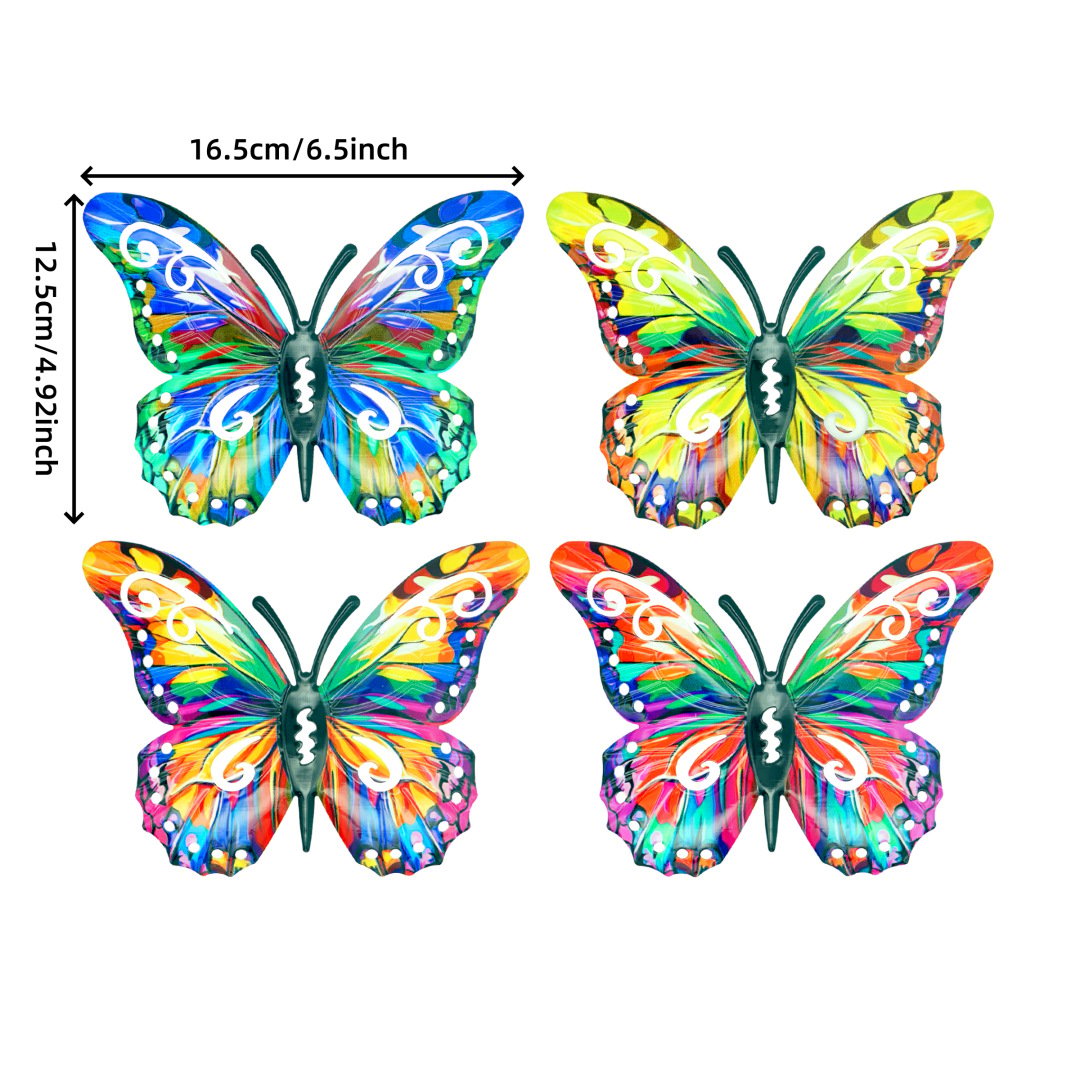 🦋A complete set! 4Pcs Butterfly Metal Wall Decor-923