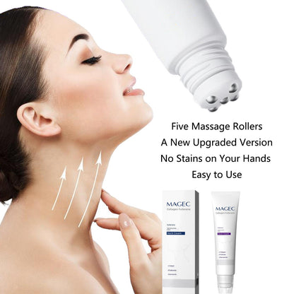 🔥Buy 1 Get 1 Free🎁Collagen Fullerene Tightening Neck Cream-Reduces Wrinkles and Double Chin,Five Rollers for All Around Massage-ABB8