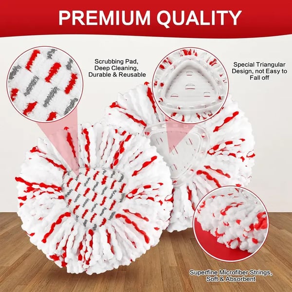 🔥 Spin Mop Heads with Scrubbing Pad - 2024 Upgraded 2-in-1 Mop Head for O-Cedar EasyWring 1-Tank System. Built-in Scrub Pads for Stuck-on-ZZQ
