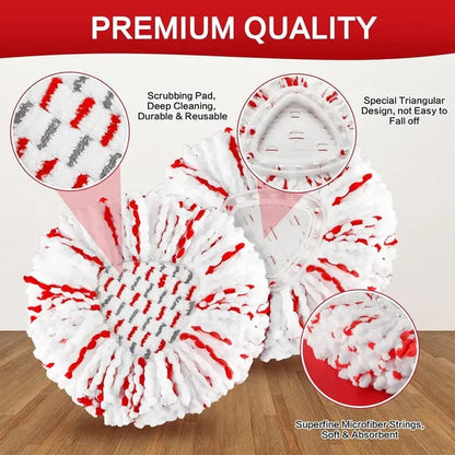 🔥 Spin Mop Heads with Scrubbing Pad - 2024 Upgraded 2-in-1 Mop Head for O-Cedar EasyWring 1-Tank System. Built-in Scrub Pads for Stuck-on-ZZQ
