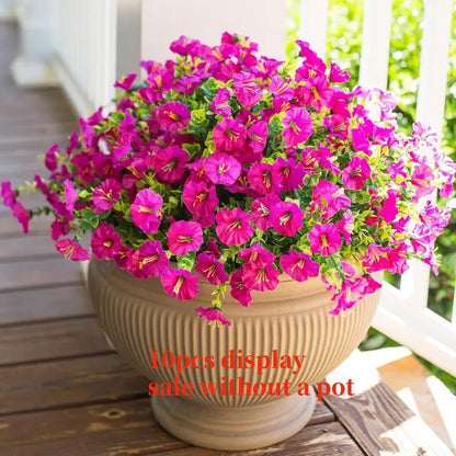 🌟🌈 Artificial Potted Plant🌹6pcs Faux Morning Glory Flower with UV Protective Function🔥-TJY