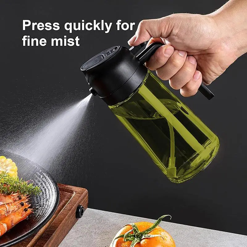 🔥Save Up To 56% Today🔥2 Count 2 in 1 Oil Sprayer for Cooking 16oz/470ml Light-Blocking Dark , Olive Oil Dispenser Bottle for Kitchen-TJY