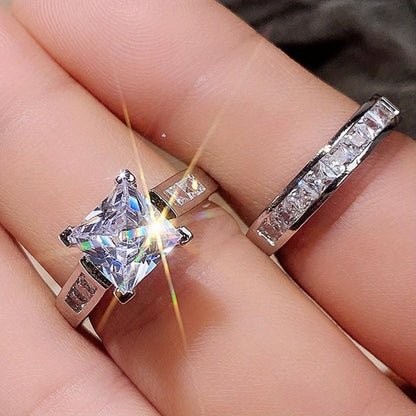 ✨2-Piece Set Fashion Sparkling Cubic Zirconia Rings for Women ✨Valentine's Day Gift, Wedding Anniversary, Party Jewelry-ABB8