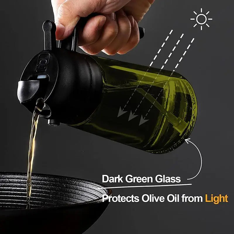 🔥Save Up To 56% Today🔥2 Count 2 in 1 Oil Sprayer for Cooking 16oz/470ml Light-Blocking Dark , Olive Oil Dispenser Bottle for Kitchen-TJY