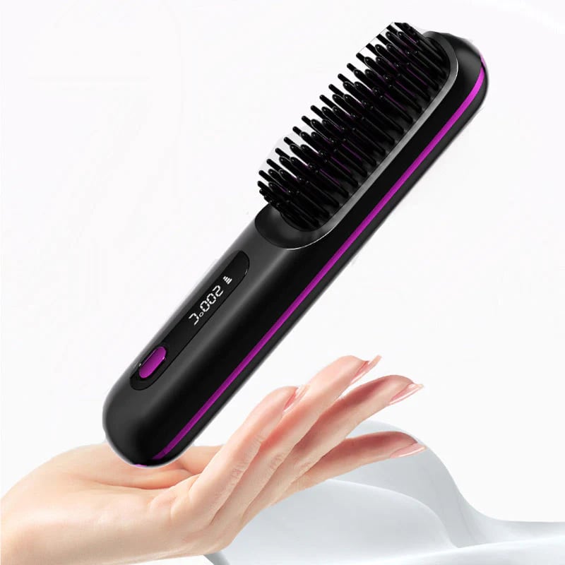 ⚡50K+ SOLD!💁‍♀️Wireless Ceramic Heating Hair Straightening Hairbrush-H1